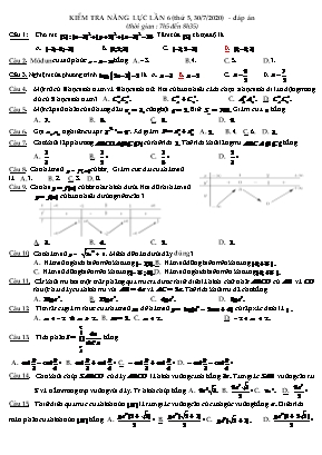 Kiểm tra năng lực môn Toán - Lần 6 (thứ 5, 3072020) (Có đáp án)